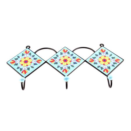 Turquoise Yellow Sunflower Ceramic Tiles Hooks Online
